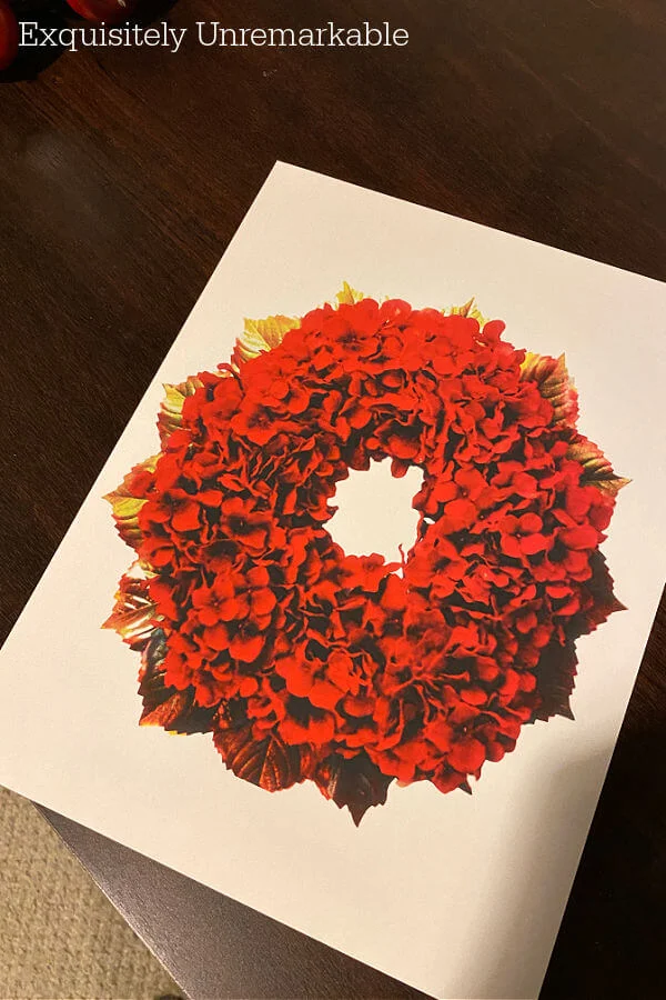 Red Hydrangea Wreath Print