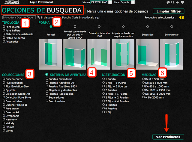 Configurador de mamparas Duscholux