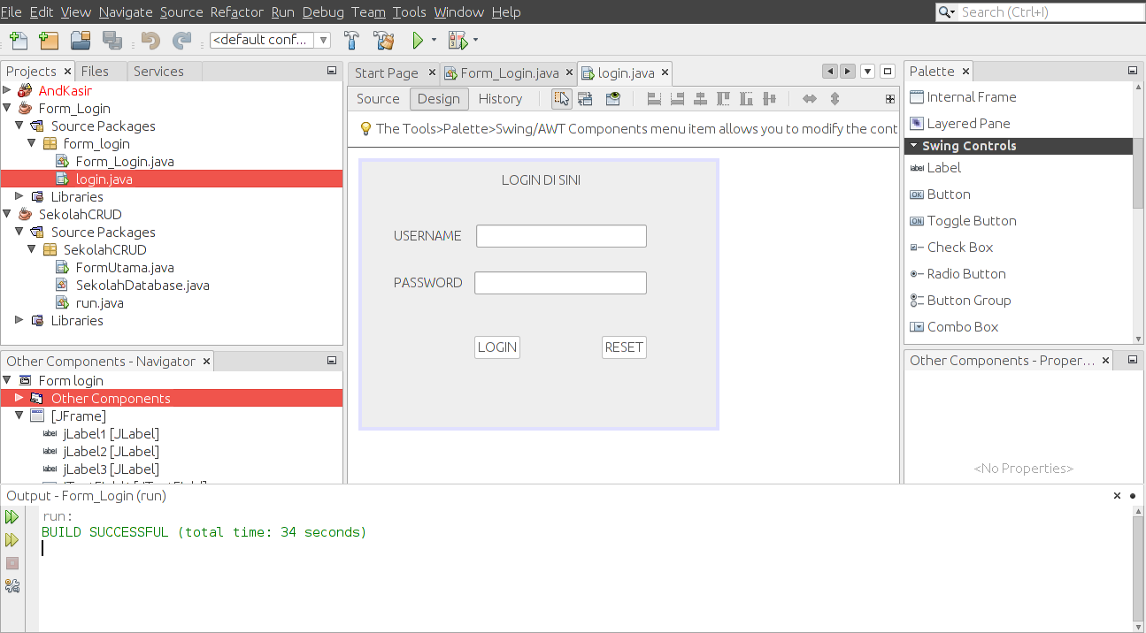 Membuat from Login menggunakan java netbeans