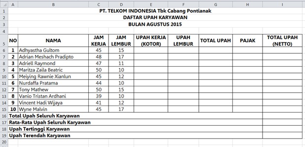 Kumpulan Soal Praktek Microsoft Excel 2010 Belajar Komputer Untuk Pemula