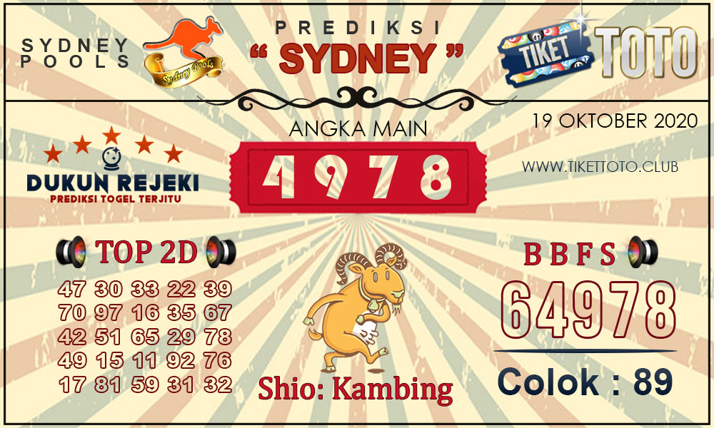 Prediksi Togel SYDNEY TIKETTOTO 19 OKTOBER 2020