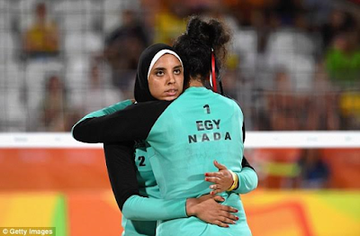 7 Rio Olympics: Egyptian Female Beach volleyball team wear Hijab while playing against Germany (photos)
