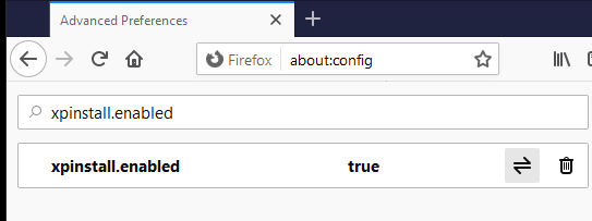Firefox abilitato per XPInstall