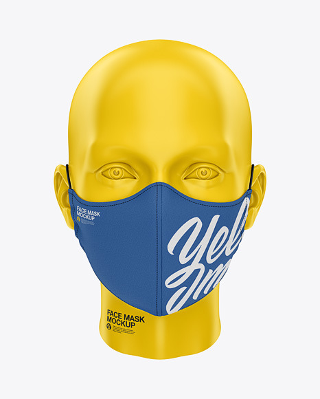 Download Face Mask With Elastic Cord And Stopper Front View PSD Mockup Templates