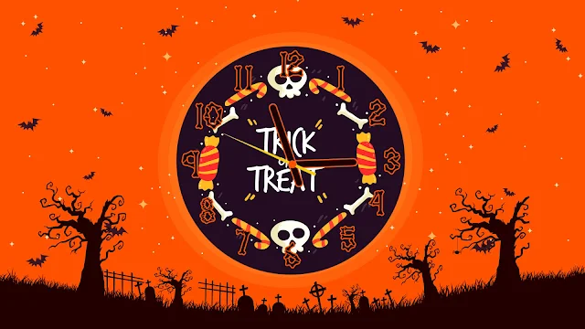 Trick or Treat Halloween Clock Screensaver