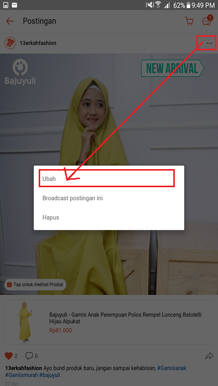 Opsi Ubah di Pilihan Lainnya Pada Feed Terpilih. Opsi Ubah di Pilihan Lainnya Pada Feed Terpilih.