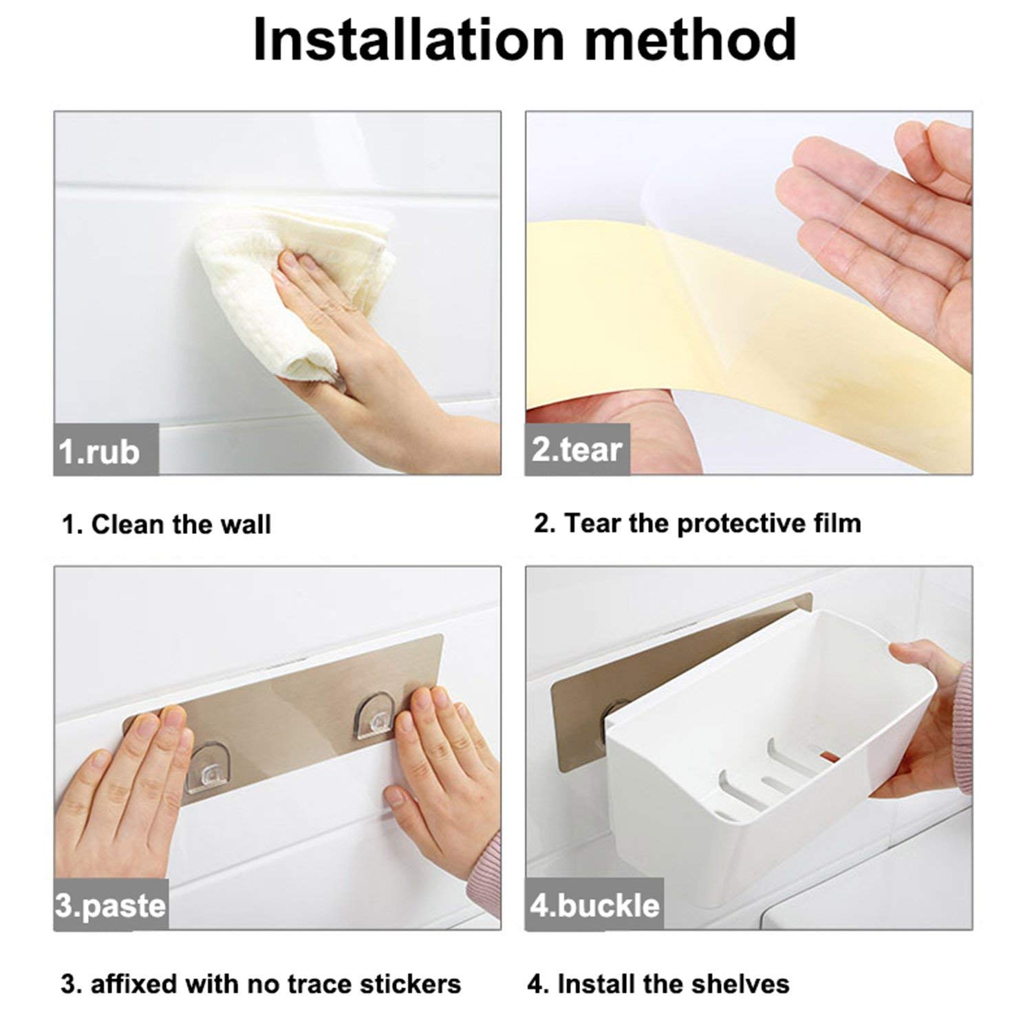 Magic Sticker Series Self Adhesive Plastic Wall Mounted 3 Tier Bathroom