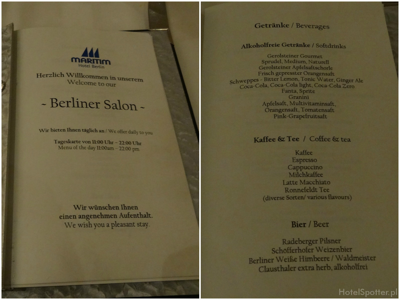Maritim Hotel Berlin - club lounge a la carte menu