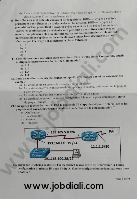 Exemple Concours Technicien 3ème grade Informatique 2020 - Centre Cinématographique Marocain