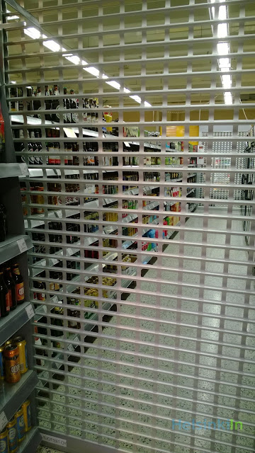 booze behind bars in a Finnish supermarket