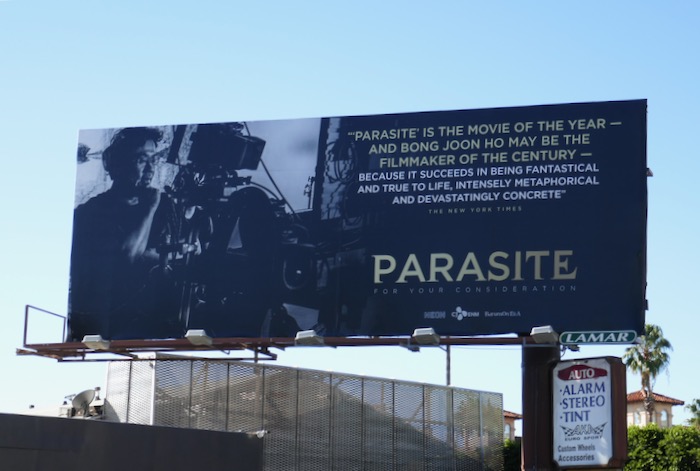 Parasite movie FYC billboard Sunset Boulevard Parasite movie FYC billboard