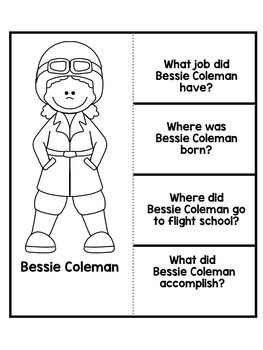 Bessie Coleman Coloring Page - Bessie Coleman Black History Month Activity By Teacher Helper Kits 