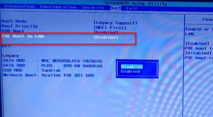 arreglar Iniciar PXE sobre IPv4 en Windows 11/10