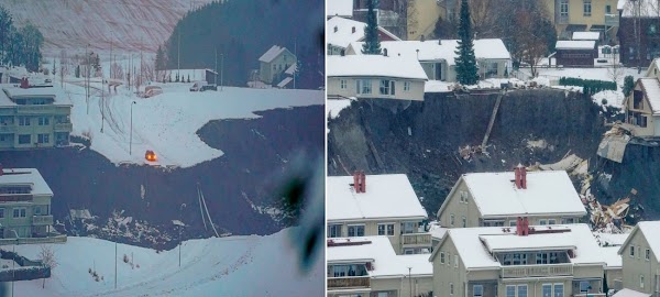 La tierra se hunde y se traga varias casas en Noruega; hay cientos de evacuados