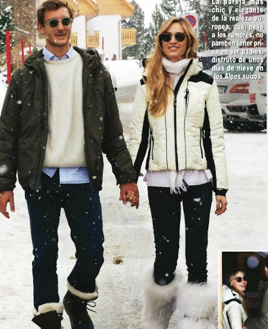 Spanish magazine "Hola!" published photos of Pierre Casiraghi and his wife Beatrice Borromeo taken while they were on winter holiday in St. Moritz which is in Engadine valley of Switzerland.