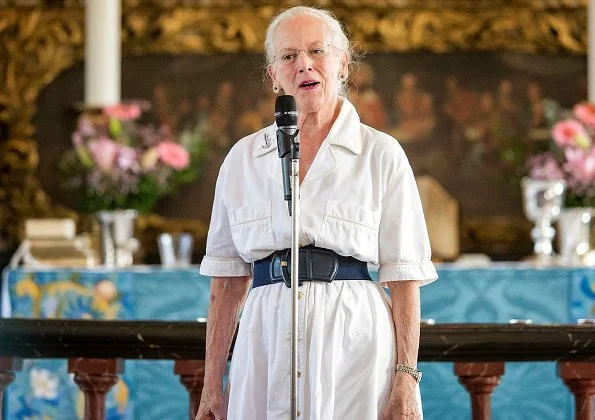 Queen Margrethe II and Princess Benedikte of Denmark attended a church service (festgudstjeneste) held at Grasten Palace Church