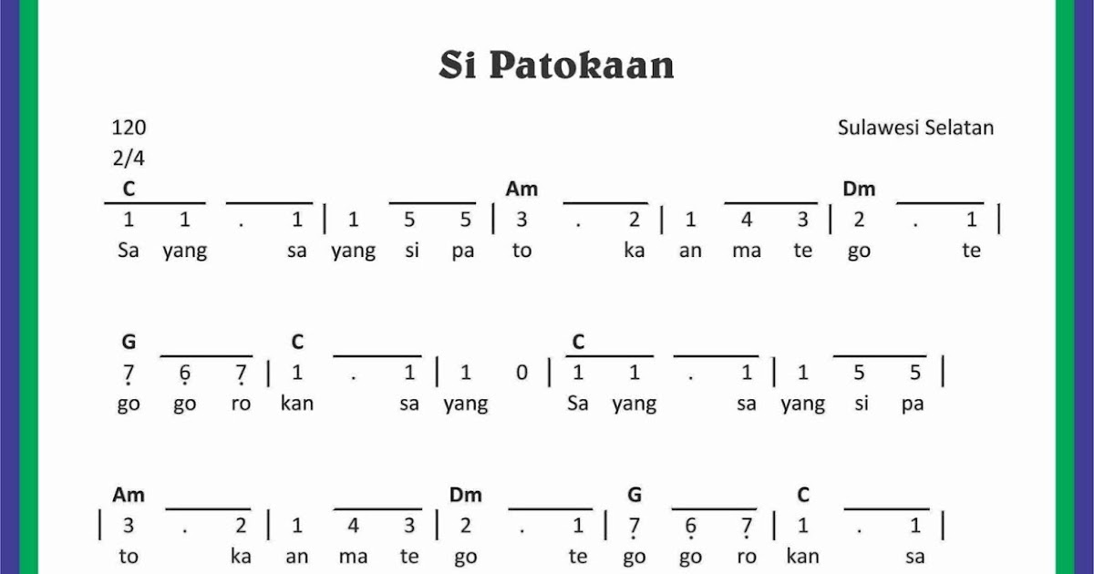 Not Angka Lagu Si Patokaan Sekitar Musik