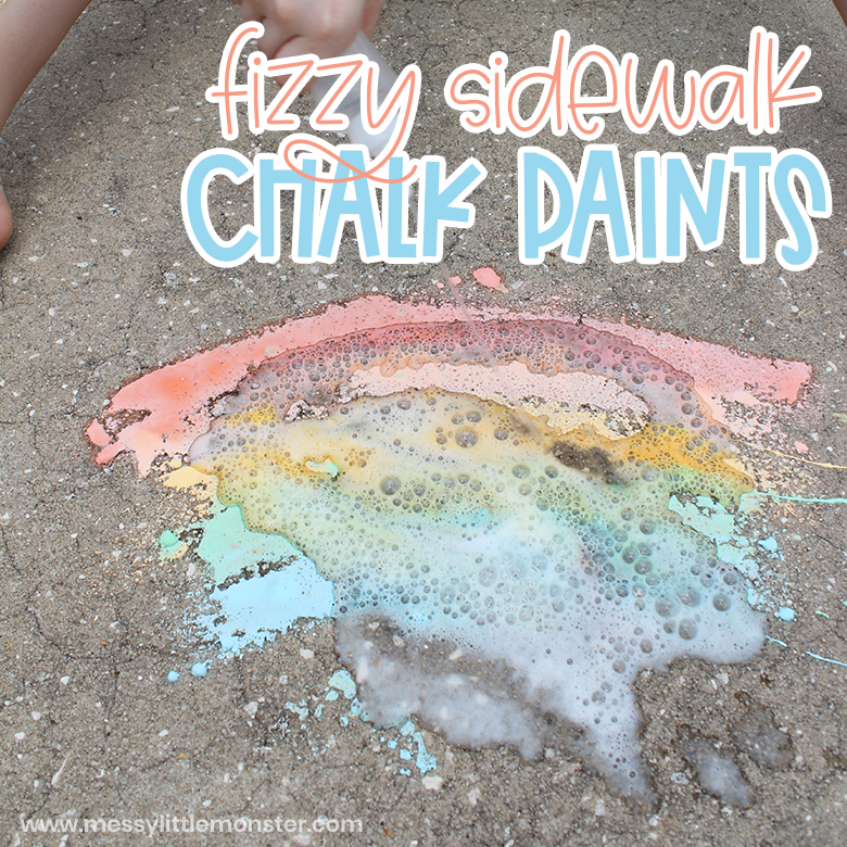 Homemade fizzy sidewalk chalk paint Messy Little Monster