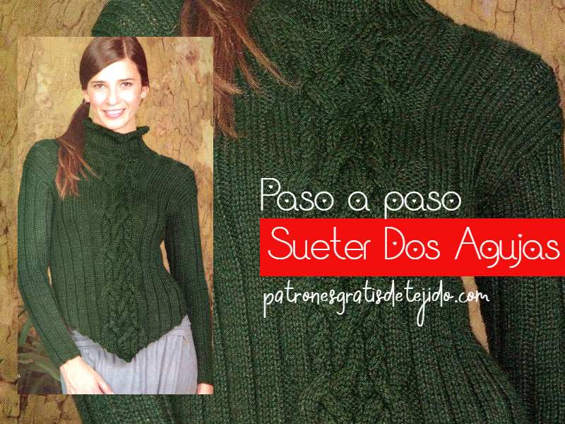 Suéter con cuello y trenzas dos | Paso a paso