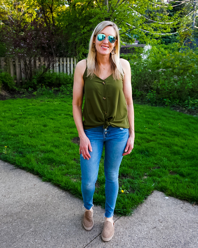 Olive Button Down Cami
