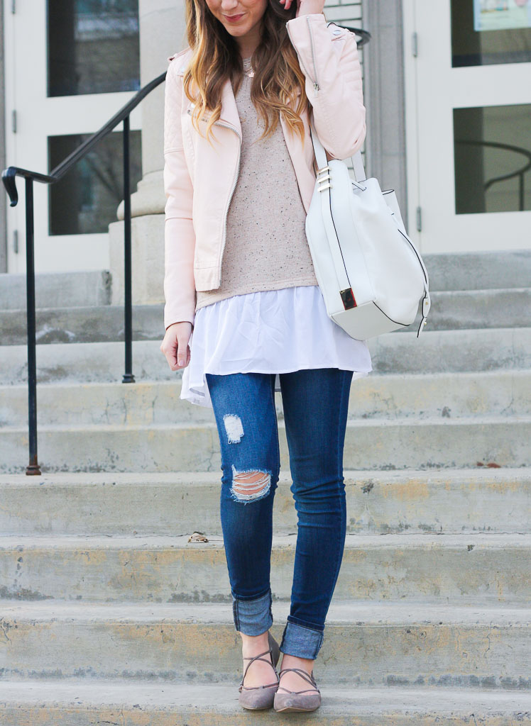 Blush Leather Jacket Twenties Girl Style