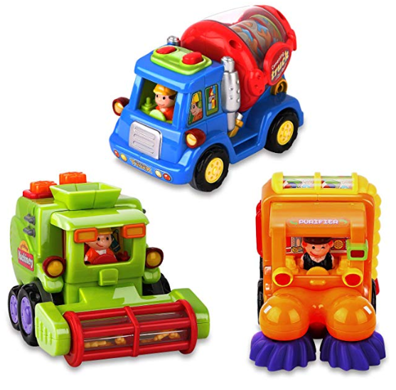 AOKESI Baby Truck Toys 3 Pack Push and Go Toy Cars for Toddlers