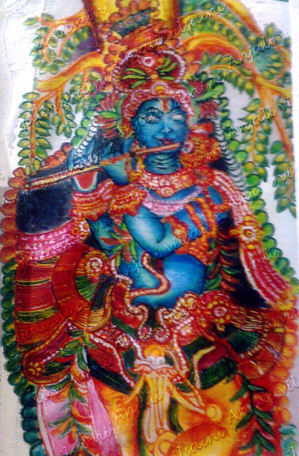 Anjali Vilasini Lord krishna Mural painting Step 5