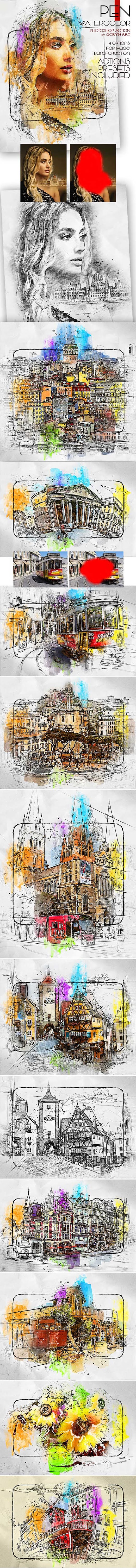 Download Pen Watercolor Photoshop Action Pen Watercolor Photoshop Action