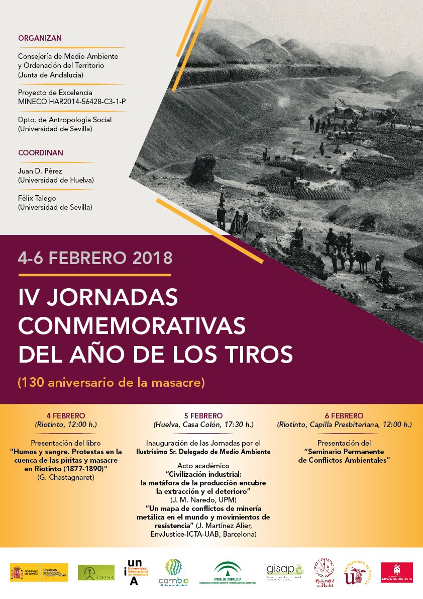 HUELVA: CONMEMORACIÓN DEL 130 ANIVERSARIO DEL AÑO DE LOS TIROS (de la masacre). IV JORNADAS.