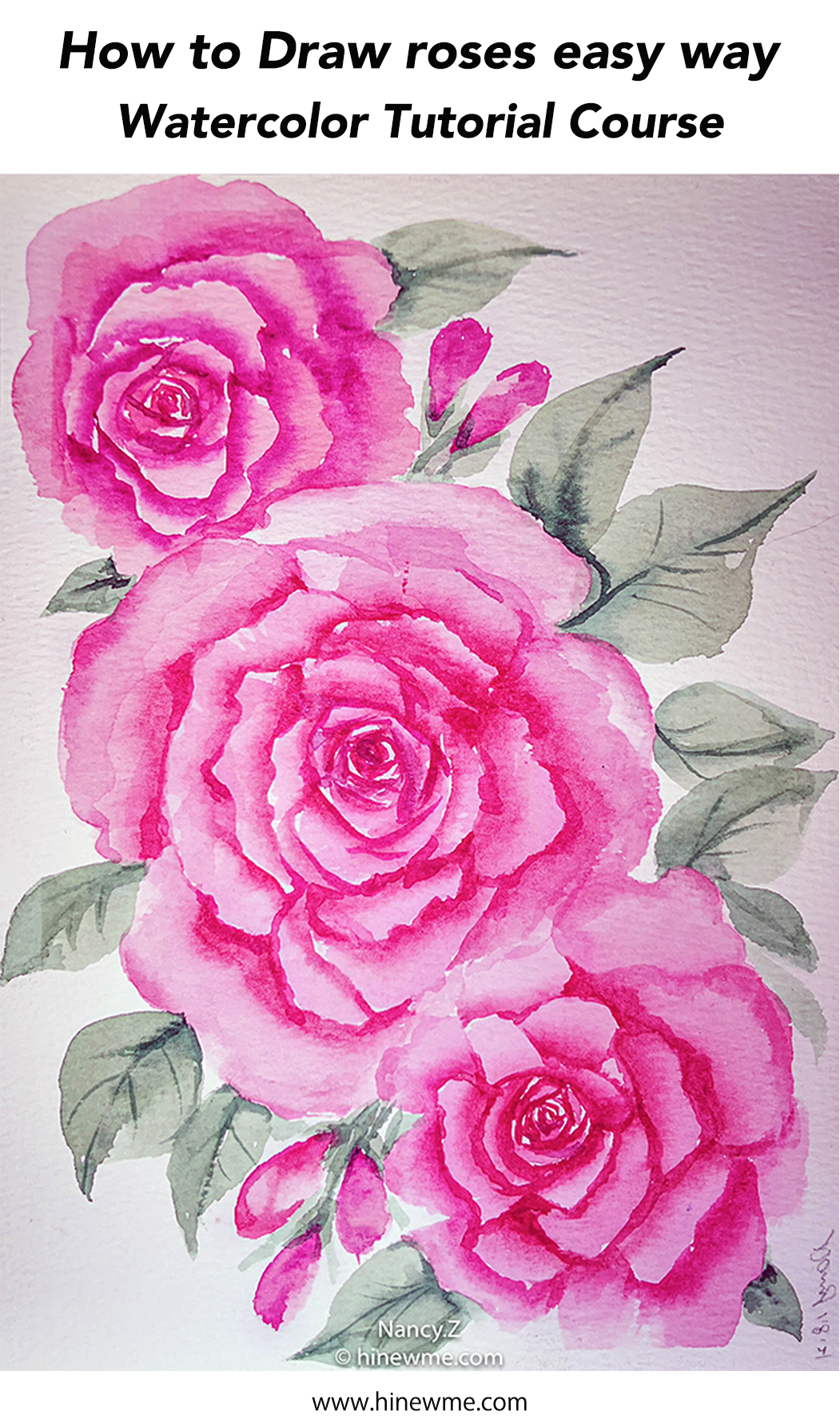 Watercolor peony flowers tutorial step by step easy for a beginner, come to see my web online class