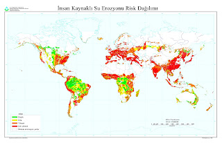 İnsan kaynaklı su erozyonunun risk dağılımı haritası