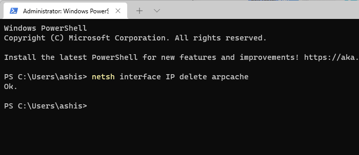 Supprimer le cache ARP du terminal Windows