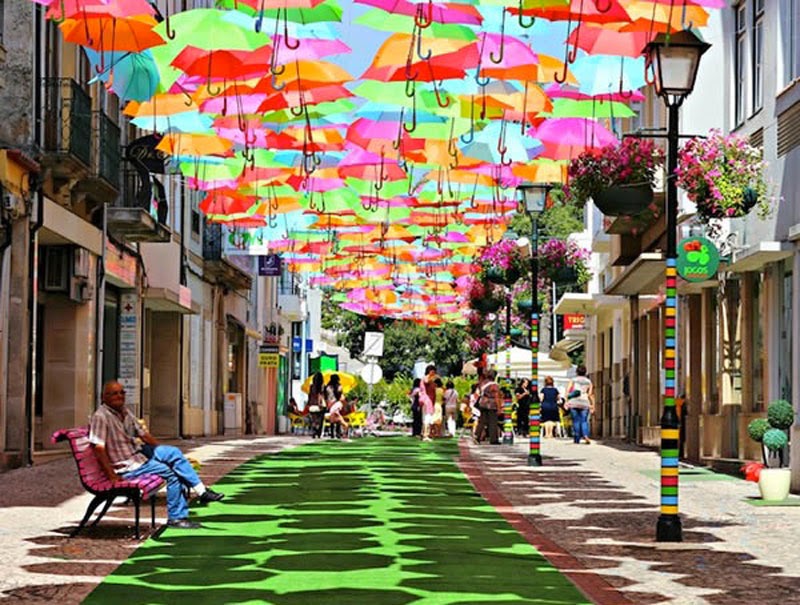 4. Floating Umbrella Street, Portugal - 5 of The Most Wondrous Streets on Earth 4. Floating Umbrella Street, Portugal - 5 of The Most Wondrous Streets on Earth