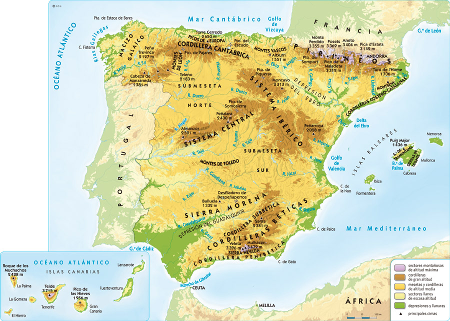 El relieve de España