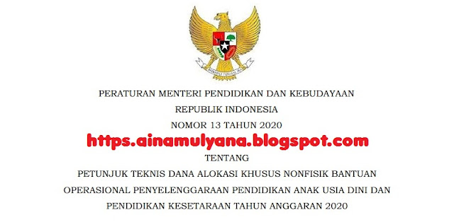 Permendikbud Nomor 13 Tahun 2020 Tentang Juknis Bop Paud Dan Pendidikan Kesetaraan Tahun 2020 Pendidikan Kewarganegaraan Pendidikan Kewarganegaraan