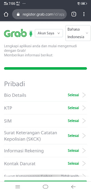 05. Formulir Pendaftaran GrabBike Online Sudah Lengkap