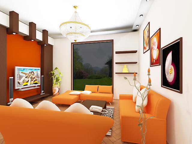 Luxury Bedroom Ideas: ideas of orange modern living room decoration