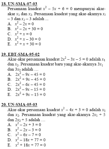 Soal Latihan Fungsi Kuadrat Smp Kelas 9