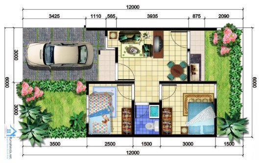 Denah Rumah Minimalis 3 Kamar Ukuran 5x12 Terbaru 2020 Materi Teknik Sipil Insinyur Go Blog