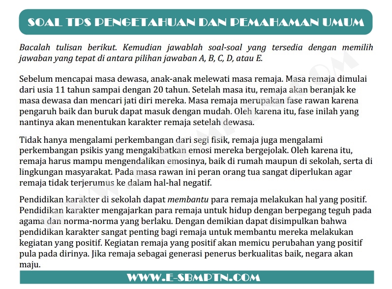 Contoh Soal Tps Pengetahuan Dan Pemahaman Umum 2019 2020 Soal Utbk Sbmptn 2021 Dan Pembahasan Pdf