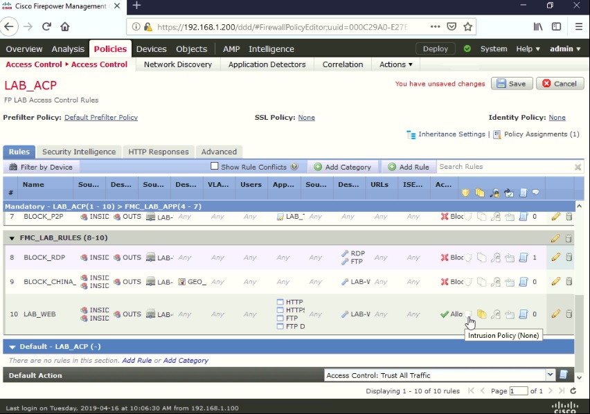 My Cybersecurity Journal Configuring Cisco FMC Intrusion Policy Rule