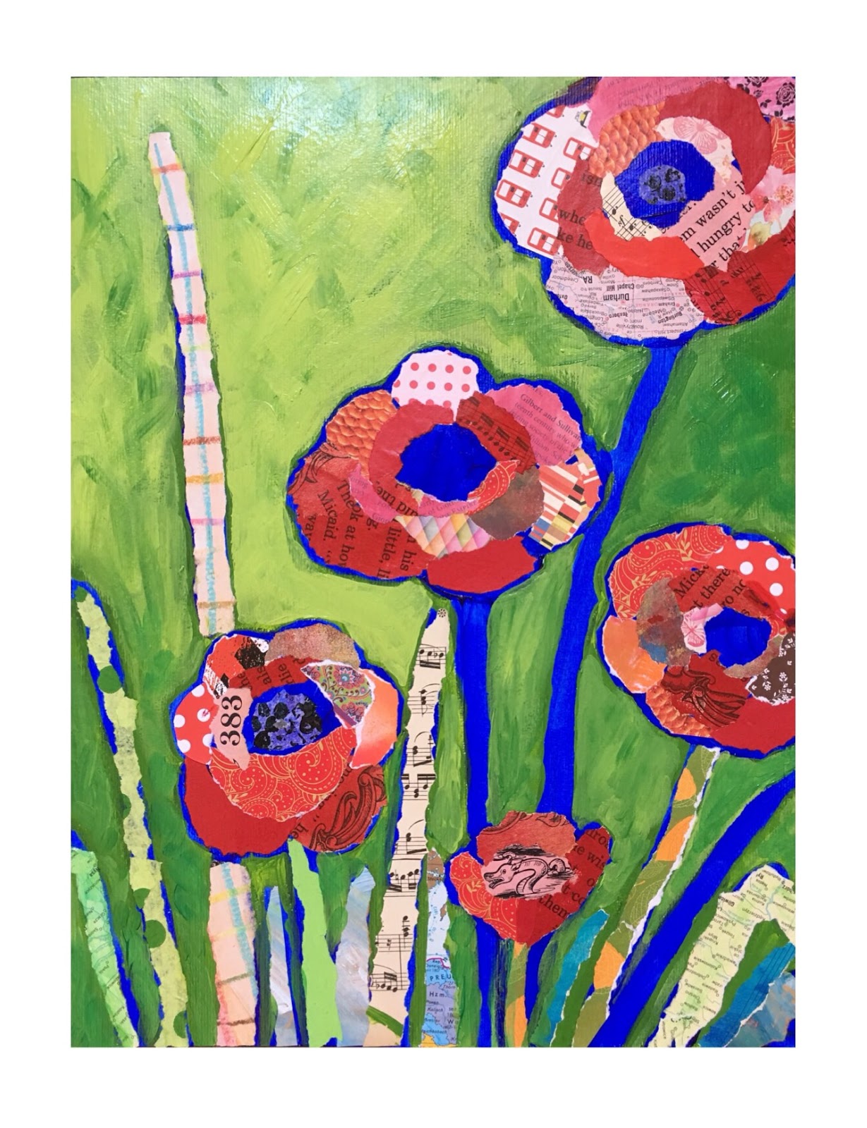 Art Room Britt: Shelli Walters-inspired Mixed-Media Collaged Flowers