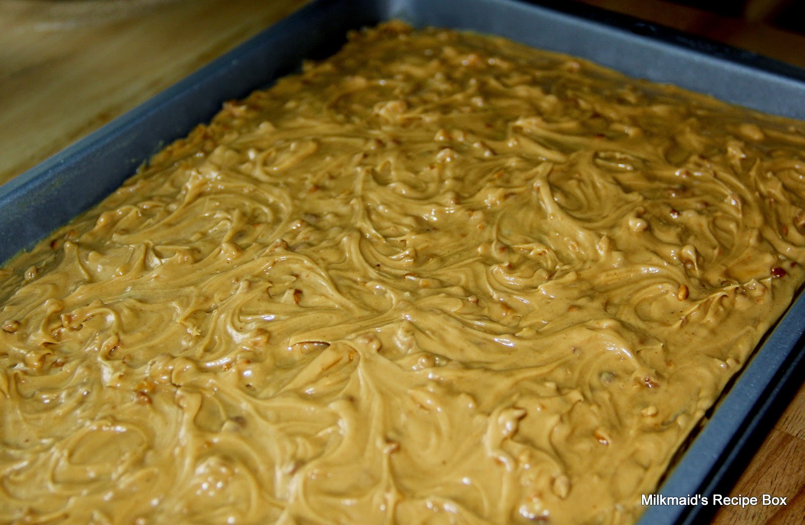 Milkmaid's Recipe Box Yellow "Lard" Cake with Peanut Butter Frosting