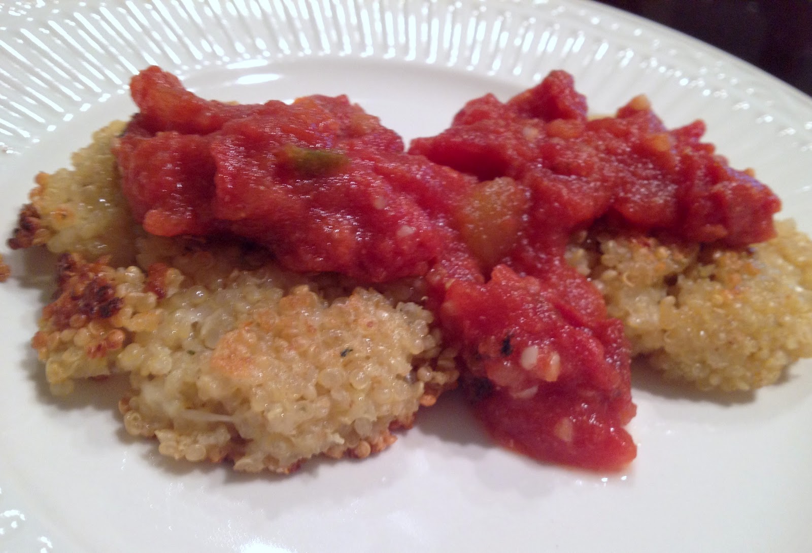 Call Me Mrs. Rapp Quinoa Cakes w/ Spicy Marinara Sauce