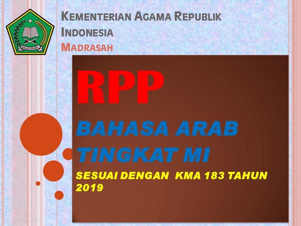 Download RPP Bahasa Arab MI Kelas 6 Sesuai KMA 183 Tahun 2019