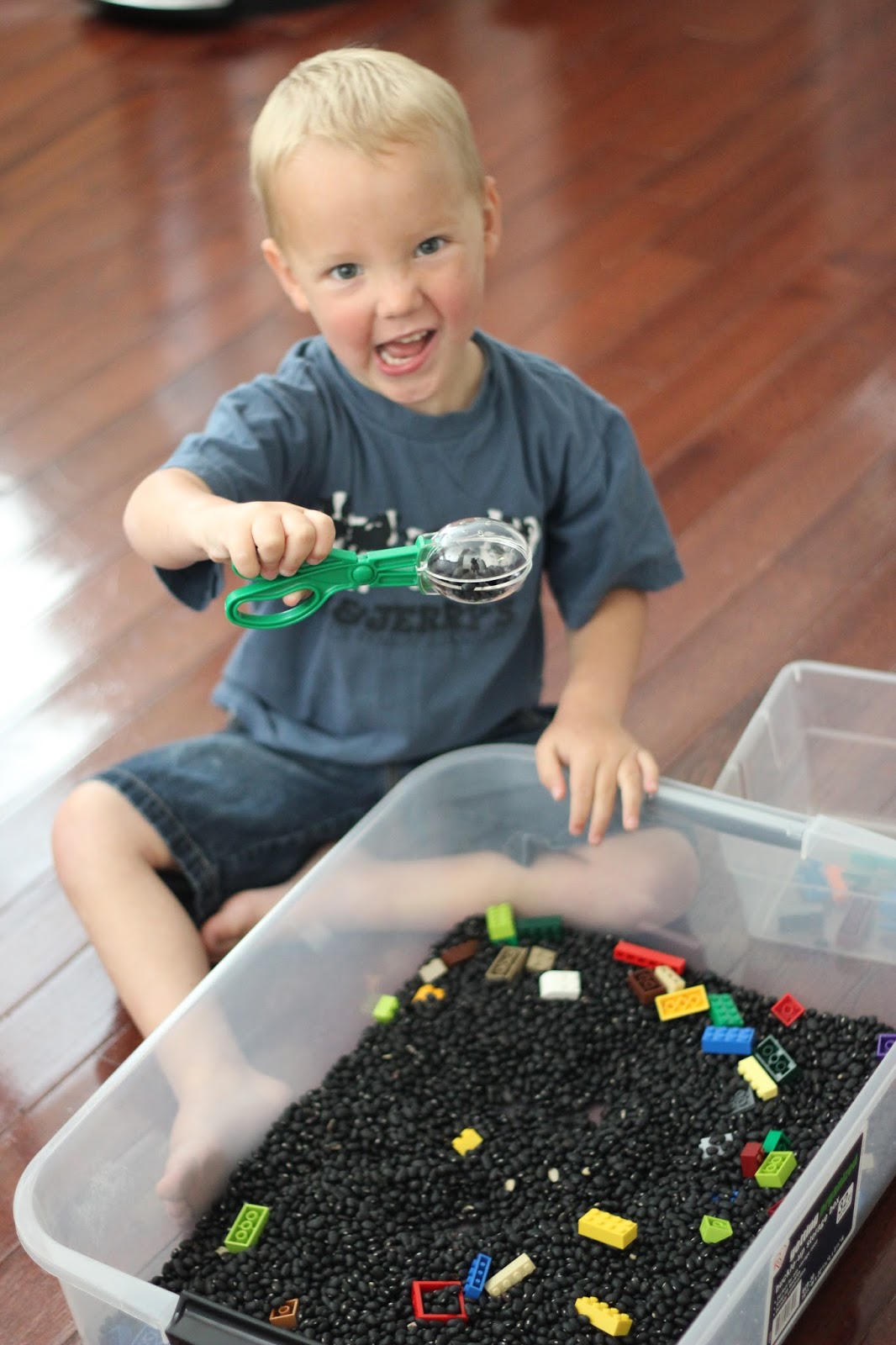 Toddler Approved! Super Quick to Make LEGO Sensory Bin for Kids