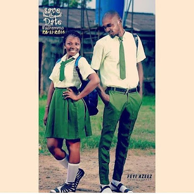 a So cute! Nigerian couple wear school uniforms for their prewedding photoshoot