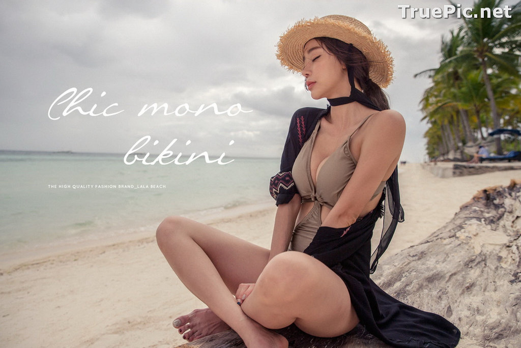 Image Korean Fashion Model - Hyun Kyung - Warm Brown Monokini - TruePic.net - Picture-5