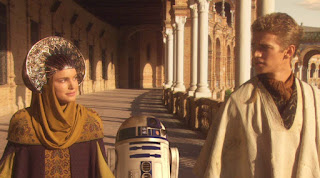 Padmé Amidala, R2-D2 y Anakin Skywalker en El ataque de los clones