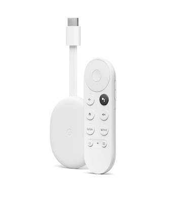 Immagine della Chromecast con Google TV bianca.